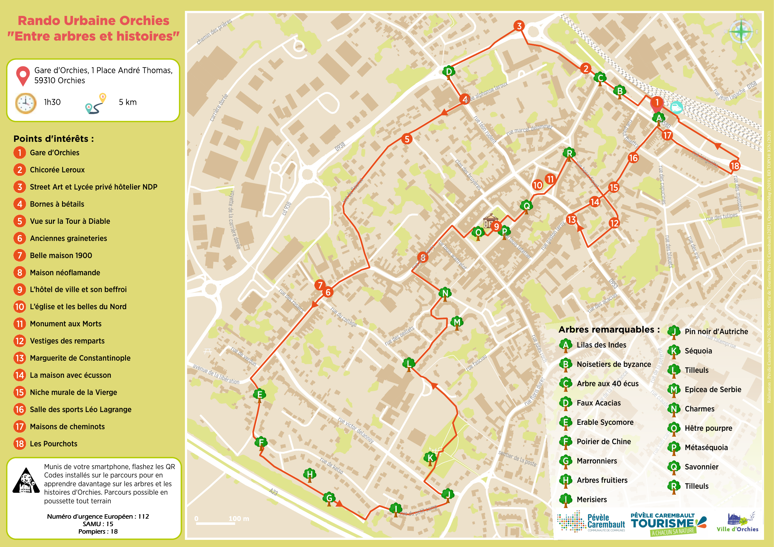 Plan de la rando urbaine d'Orchies
