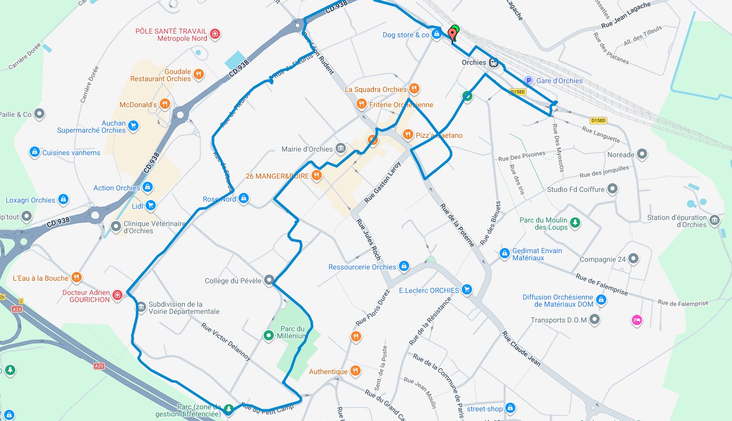 Plan de la rando urbaine d'Orchies